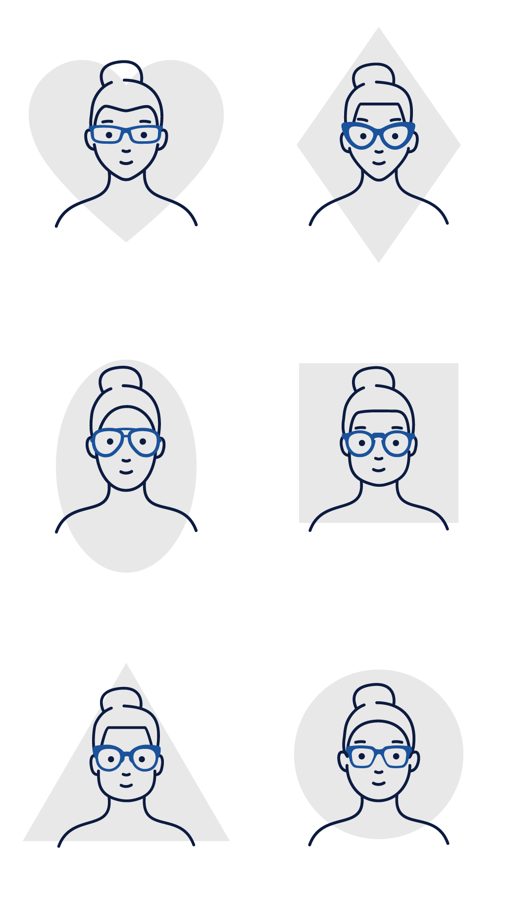 Illustration of various face shapes - women